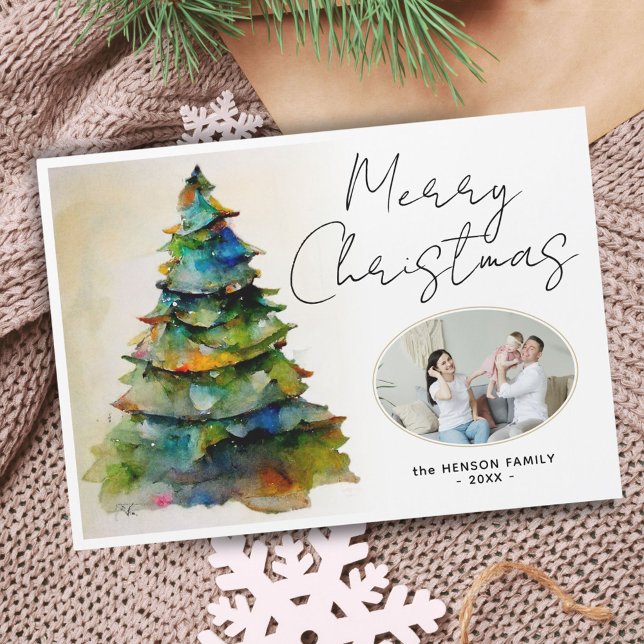 Carte Magnétique Aquarelle Arbre de Noël Aimant photo artistique (Créateur téléchargé)