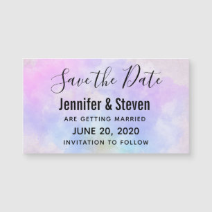 Carte Magnétique Aquarelle bleu violet élégant Enregistrer la date