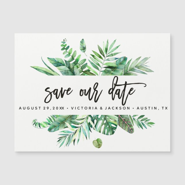 Carte Magnétique Aquarelle classique Les Feuilles tropicaux sauvent (Devant)