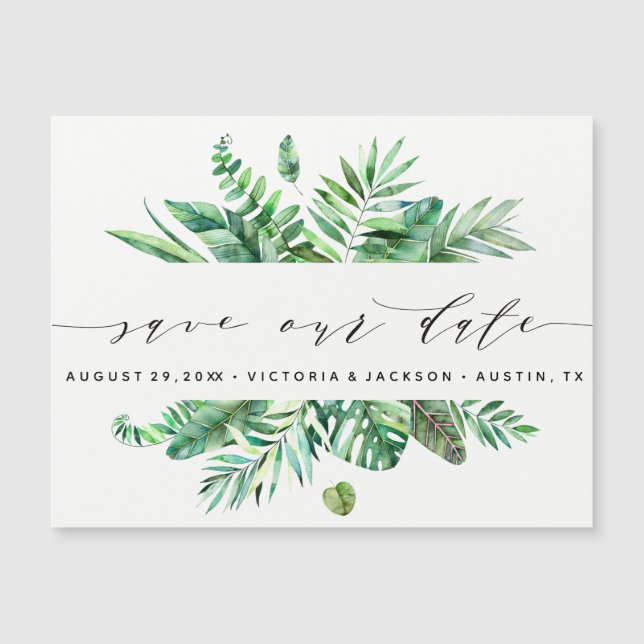 Carte Magnétique Aquarelle classique Les Feuilles tropicaux sauvent (Devant)