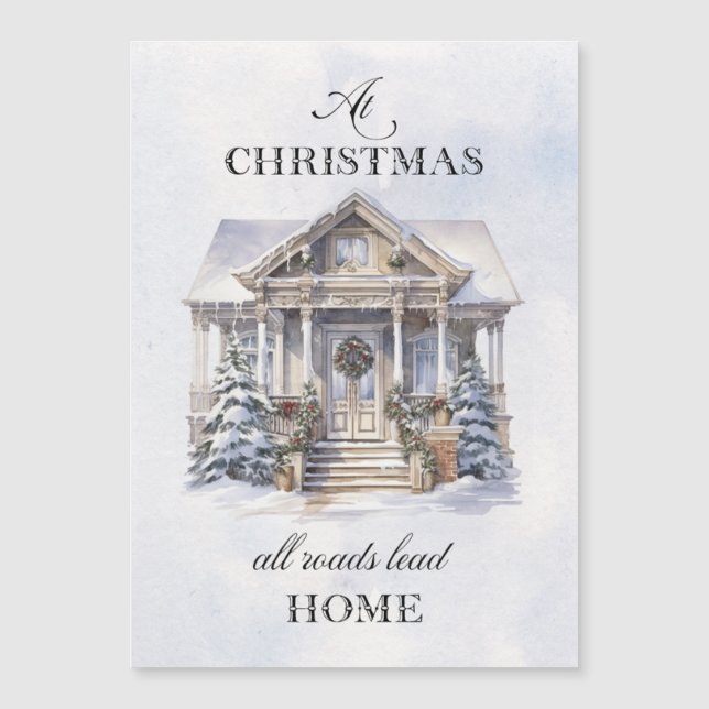 Carte Magnétique Aquarelle hiver Accueil Noël Salutations (Devant)