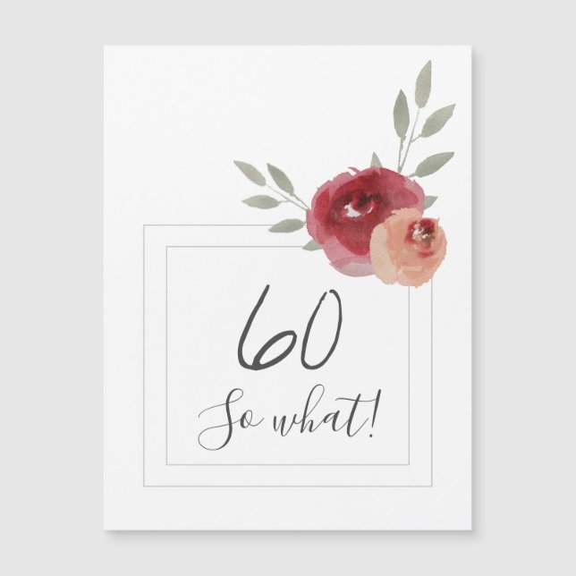 Carte Magnétique Aquarelle moderne Floral 60e Anniversaire (Devant)