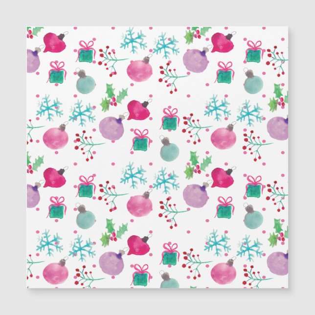 Carte Magnétique Aquarelle Noël à thème main peint Motif (Devant)