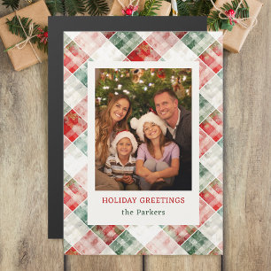 Carte Magnétique Aquarelle rustique Photo Plaid Noël