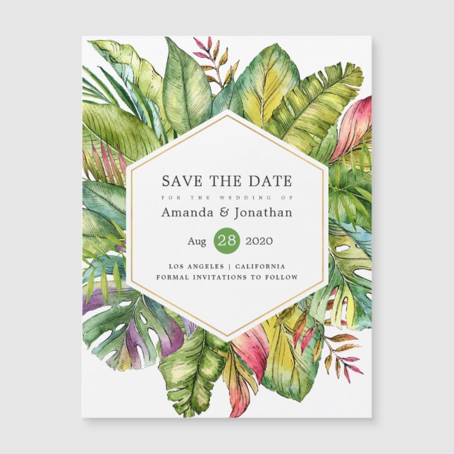 Carte Magnétique Aquarelle Tropical Summer Beach Wedding (Devant)