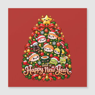 Carte Magnétique Arbre de Noël en Sushi Kawaii