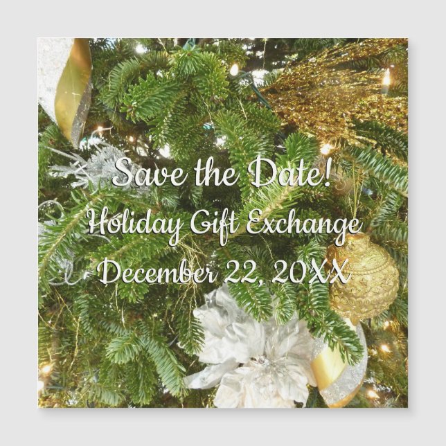 Carte Magnétique Arbre de Noël I Argent et Or (Devant)