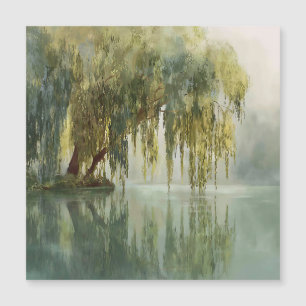 Carte Magnétique Arbre de saule serein - Réflexion - Art de la natu