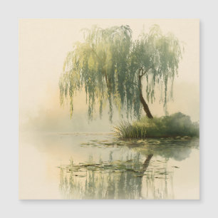 Carte Magnétique Arbre de saule serein réflexion Art de la nature (