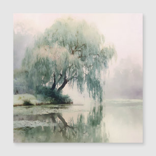 Carte Magnétique Arbre de saule serein réflexion Art de la nature (