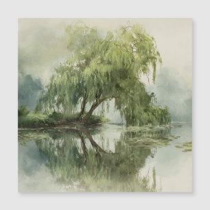 Carte Magnétique Arbre de saule serein Réflexion Nature Art (5)