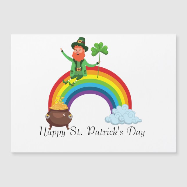Carte Magnétique Arc-en-ciel de St. Patrick |Happy Shamrock Whimsic (Devant)
