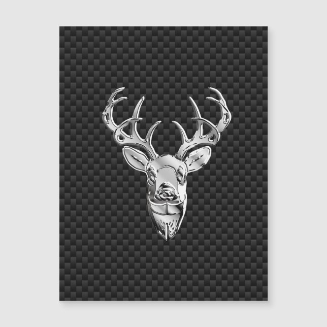 Carte Magnétique Argent Deer Buck sur l'impression en fibre de carb (Devant)