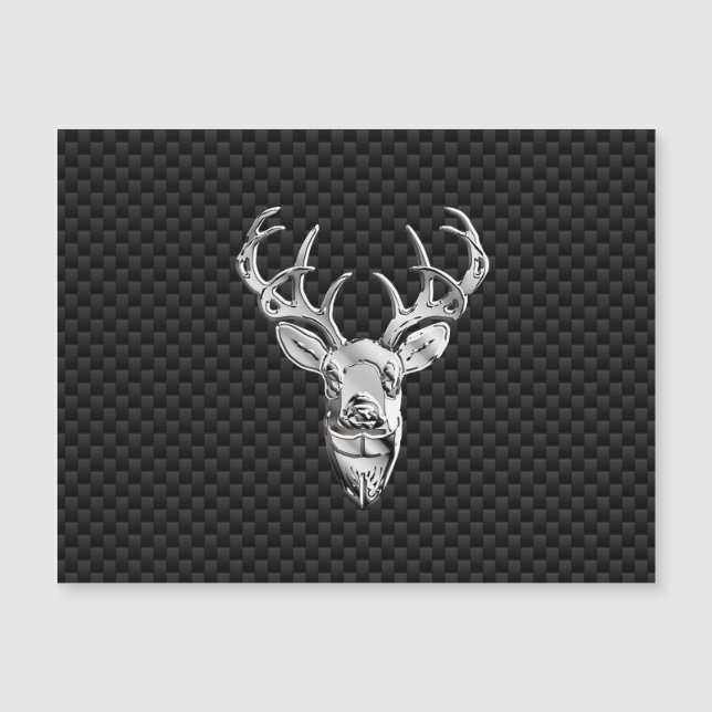 Carte Magnétique Argent Deer Buck sur l'impression en fibre de carb (Devant)