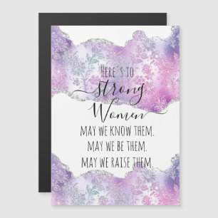 Carte Magnétique Argent et rose Botanique Forte femme Citation Cade