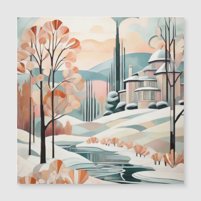 Carte Magnétique Art déco de Noël [conception magnétique] (Devant)