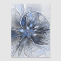 Art floral fractal abstrait aquarelle gris bleu