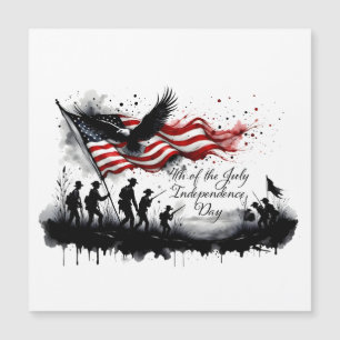 Carte Magnétique Art patriotique du 4 juillet avec drapeau et solda