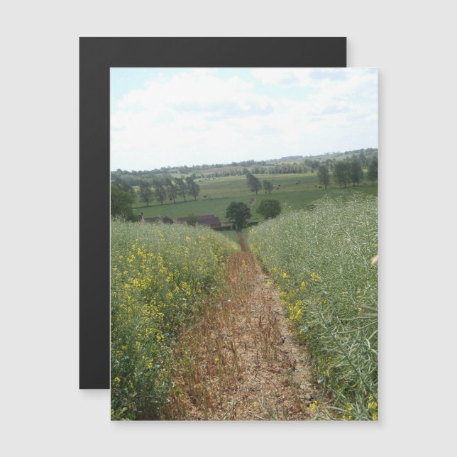 Carte Magnétique Art photographique de la campagne en anglais (Devant / Derrière)