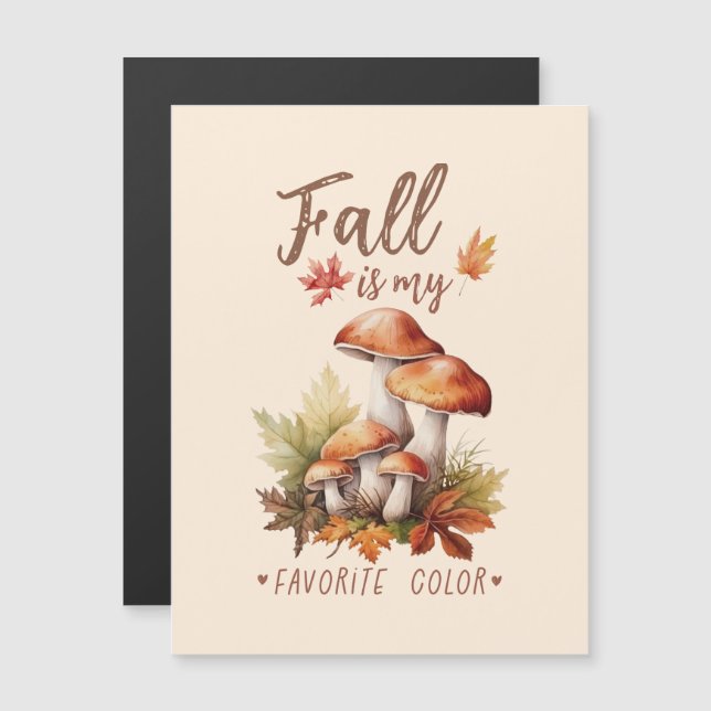 Carte Magnétique Automne Est Ma Couleur Préférée - Champignons & Fe (Devant / Derrière)