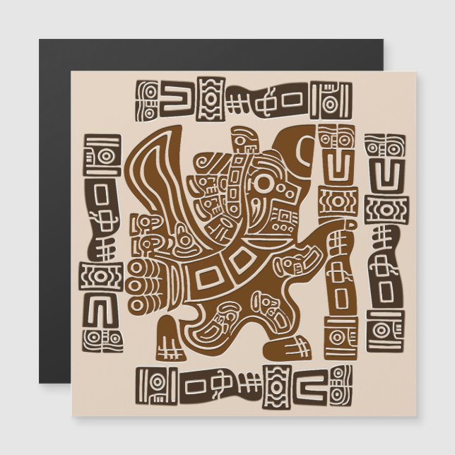 Carte Magnétique Aztec Eagle Guerrier Tribal Art antique (Devant / Derrière)