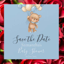 Baby shower Bleu de l'ours en peluche Enregistrer 
