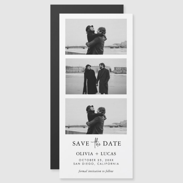 Carte Magnétique Bande Photo Moderne Mariage Magnétique Enregistrer (Devant / Derrière)