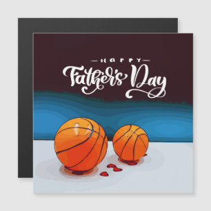 Carte Magnétique Basketball Bonne Fête des pères avec balles