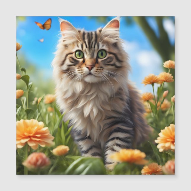 Carte Magnétique Beau chats beau jardin (Devant)