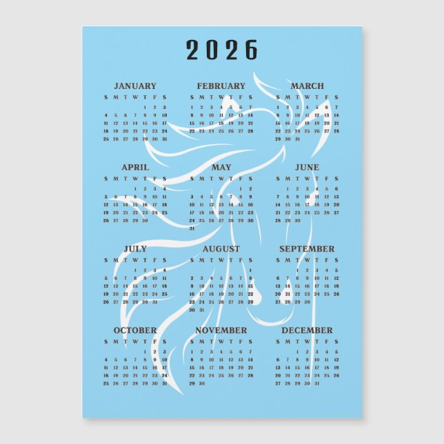 Carte Magnétique Beautiful Horse Design 2026 Calendar Magnetic Card (Devant)