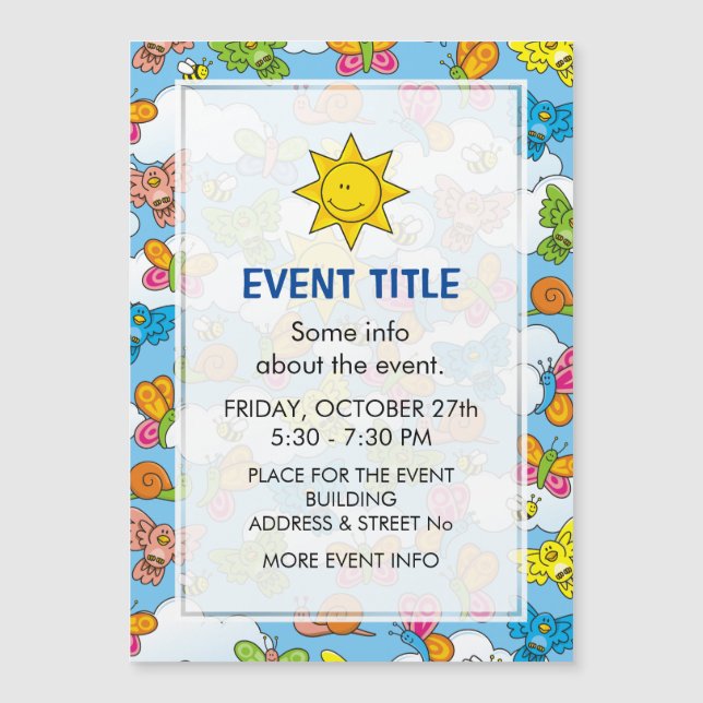 Carte Magnétique Bébé Animaux Arrière - plan (Devant)