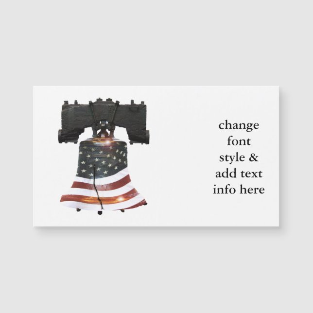 Carte Magnétique Bell Liberty avec drapeau américain (Devant)