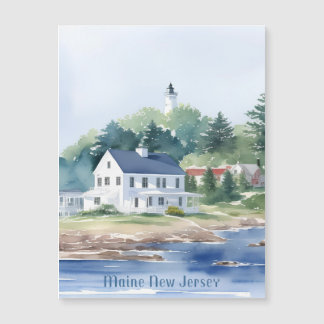 Carte Magnétique Belle Aquarelle du Maine New Jersey