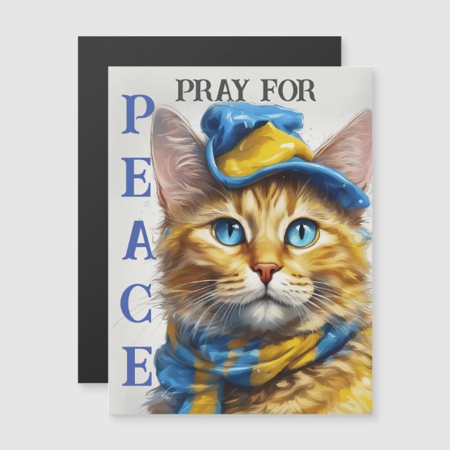 Carte Magnétique Belle chatte jaune aux yeux bleus - ukraine (Devant / Derrière)