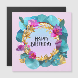 Carte Magnétique Belle couronne florale d'anniversaire