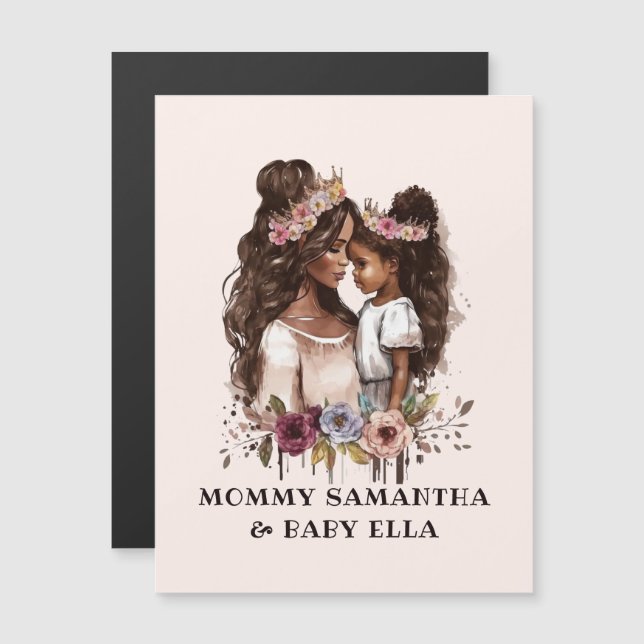 Carte Magnétique Belle mère et fille noire (5) (Devant / Derrière)