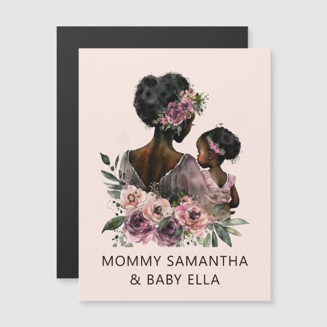 Carte Magnétique Belle mère et fille noire (8) (Devant / Derrière)