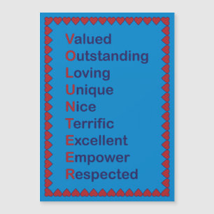 Carte Magnétique Bénévoles Merci Coeurs Rouge Bleu Que