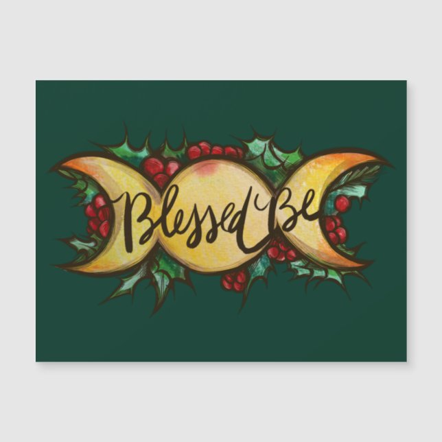 Carte Magnétique Béni Soit Triple Lune Déesse Holly Yule (Devant)