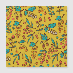 Carte Magnétique Berries sur branches, motif naturel sans soudure.