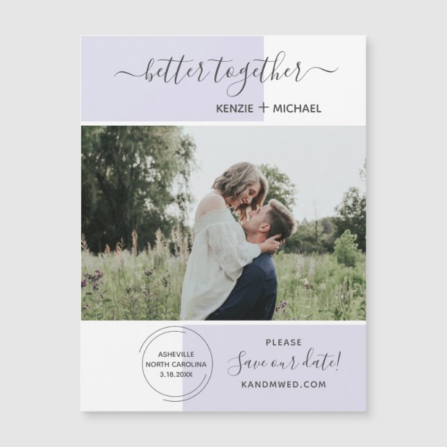 Carte Magnétique Better Together Photo Save the Date Mariage Modern (Devant)