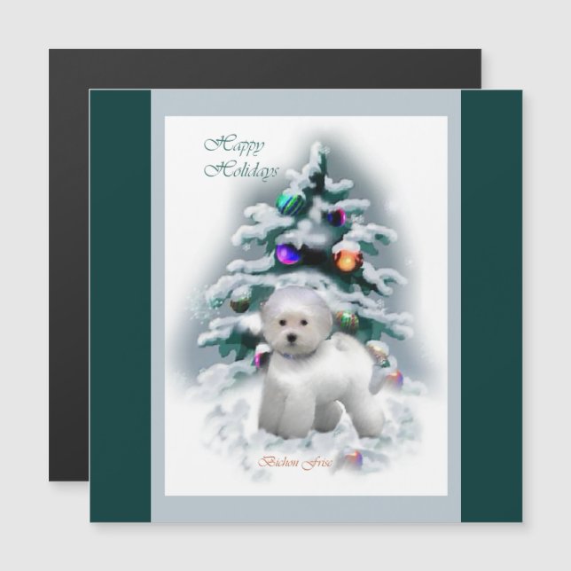Carte Magnétique Bichon Frise Christmas (Devant / Derrière)