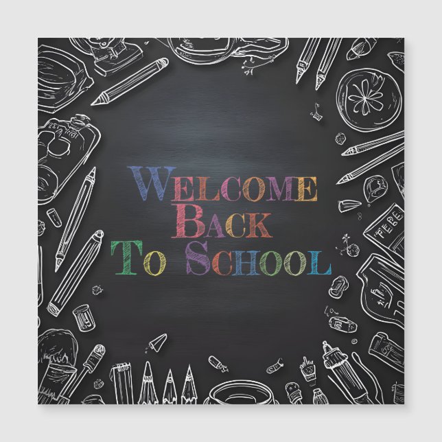 Carte Magnétique Bienvenue à l'école - Nouvelle année scolaire (Devant)