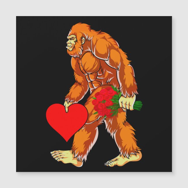 Carte Magnétique Bigfoot Sasquatch Funny Valentines Jour Amour (Devant)