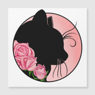 Carte Magnétique Black cat and roses
