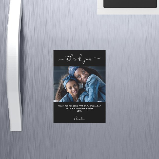 Carte Magnétique Black white photo merci aimant (Créateur téléchargé)