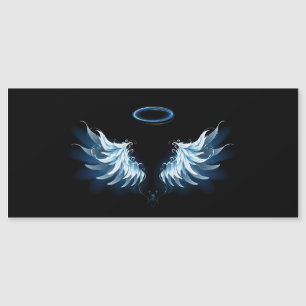 Carte Magnétique Blue Glowing Angel Wings on black background