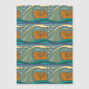 Carte Magnétique Blue Ocean Waves Nautilus Seashell Motif Nouveau