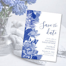 Carte Magnétique Blue White Lotus Floral Chinoiserie Enregistrer la