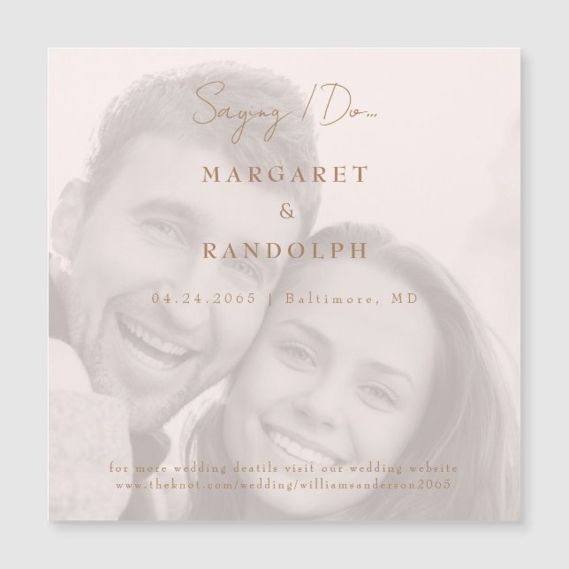 Carte Magnétique Blush Elegance Mariage Photo Enregistrer l'aimant  (Devant)